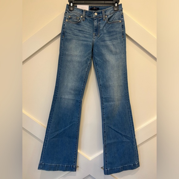 7 For All Mankind Dojo Original Jeans Trouser NWT Size 26 7FAMK Blue Stitching - Picture 3 of 11